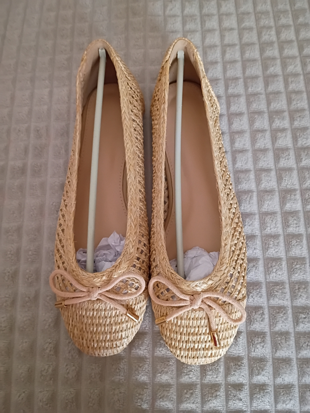 Woven Ballet Flats in Natural Straw - Women